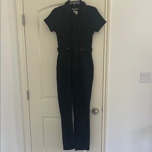 Good American Black Short Sleeve Jumpsuit